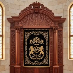 Exquisite Hand-Carved Solid Wood Aron Kodesh, Premium Synagogue Holy Ark by Expert Furniture Manufacturers