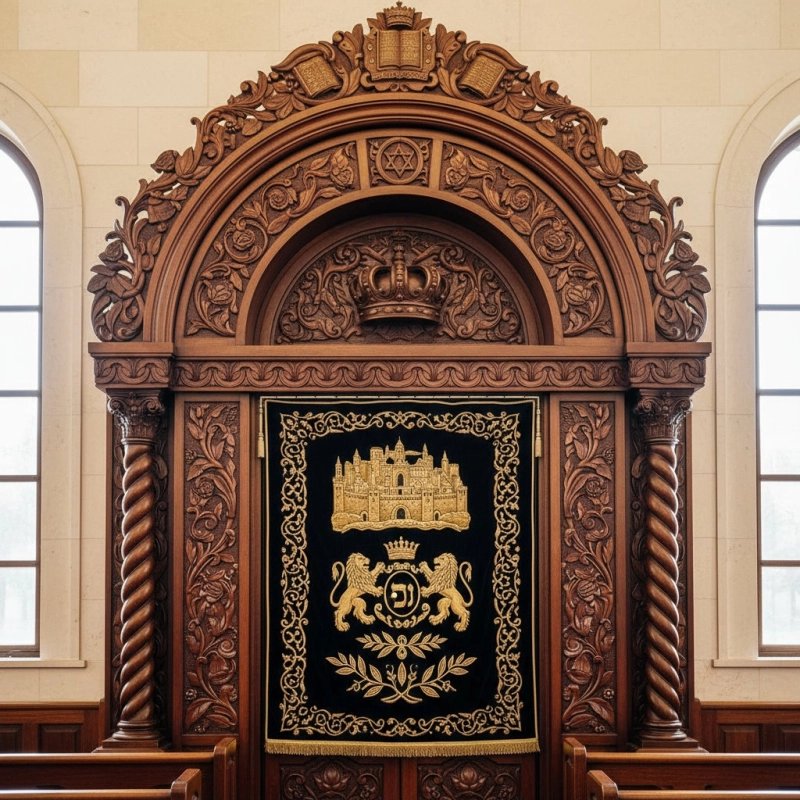 Masterfully Handcrafted Aron Kodesh, Ornate Solid Wood Synagogue Ark, Premium Quality Religious Furniture by Expert Artisans Masterfully Handcrafted Aron Kodesh, Ornate Solid Wood Synagogue Ark, Premium Quality Religious Furniture by Expert Artisans