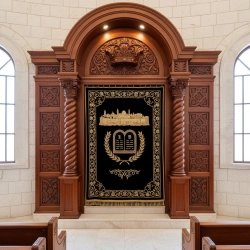 Exquisite Hand-Carved Solid Wood Aron Kodesh by Premier Synagogue Furniture Manufacturer and Supplier