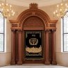 Premier Hand-Carved Hardwood Aron Kodesh with Golden Embroidered Parochet Synagogue Furniture Manufacturer's Exquisite Holy Ark
