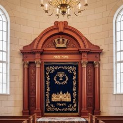 Artisan-Crafted Aron Kodesh Holy Ark, Premium Solid Wood Synagogue Furniture by [Manufacturer Name], Exquisite Judaica Design