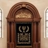 Exquisite Hand-Carved Hardwood Aron Kodesh with Jerusalem Relief by Premier Synagogue Furniture Manufacturer