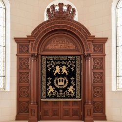 Exquisite Handcrafted Aron Kodesh Premium Solid Wood Synagogue Ark Ornate Jewish Sanctuary Furniture by Expert Manufacturers