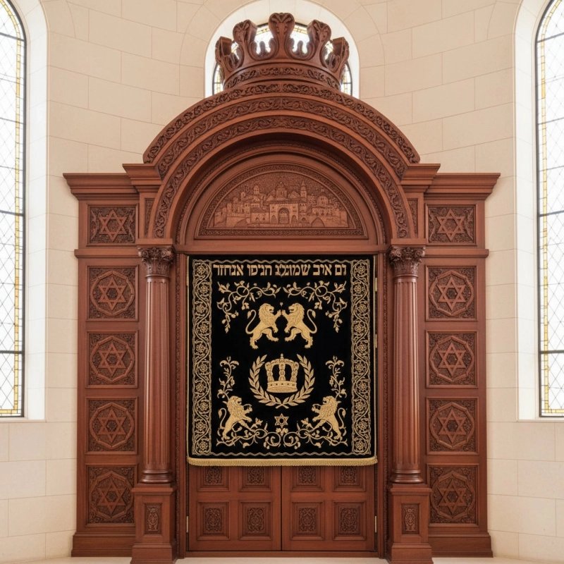 Exquisite Handcrafted Aron Kodesh Premium Solid Wood Synagogue Ark Ornate Jewish Sanctuary Furniture by Expert Manufacturers Exquisite Handcrafted Aron Kodesh Premium Solid Wood Synagogue Ark Ornate Jewish Sanctuary Furniture by Expert Manufacturers