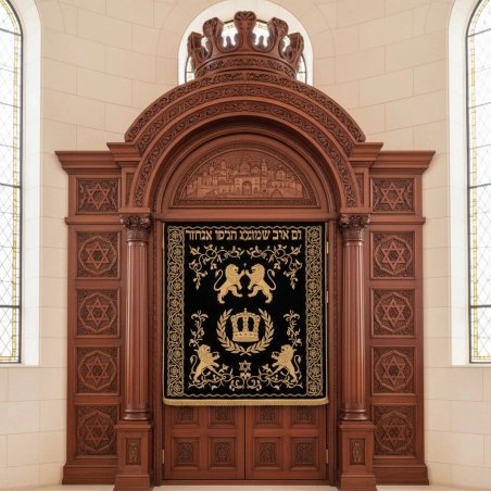 Exquisite Handcrafted Aron Kodesh Premium Solid Wood Synagogue Ark Ornate Jewish Sanctuary Furniture by Expert Manufacturers