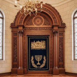 Premium Hand-Carved Solid Wood Aron Kodesh Ornate Synagogue Holy Ark Furniture Manufacturer