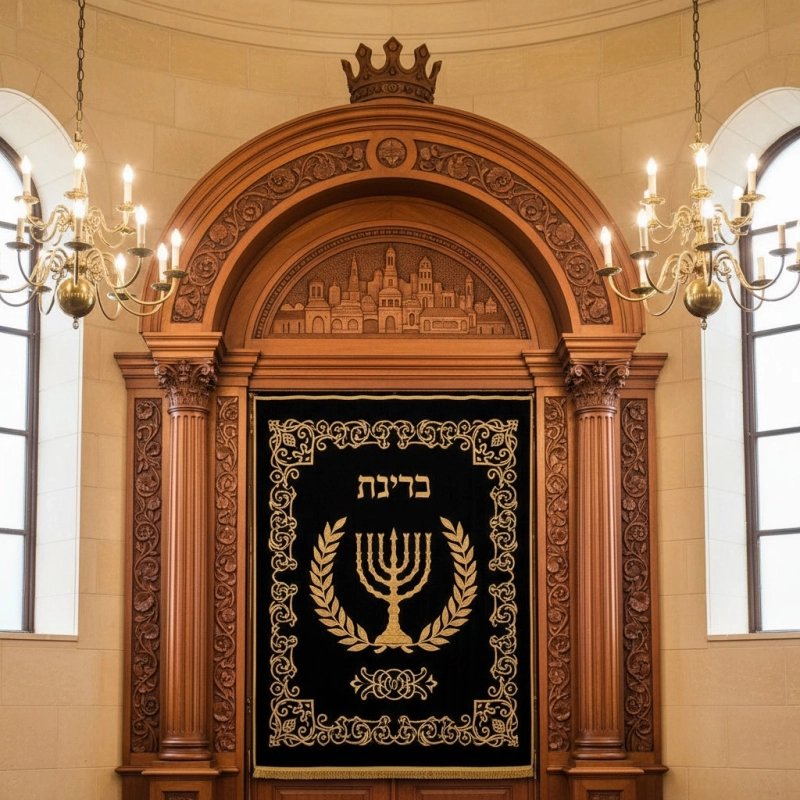 Premium Handcrafted Aron Kodesh - Traditional Wooden Synagogue Holy Ark by Expert Manufacturer - Enduring Sanctuary Furniture Premium Handcrafted Aron Kodesh - Traditional Wooden Synagogue Holy Ark by Expert Manufacturer - Enduring Sanctuary Furniture