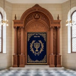 Exquisite Hand-Carved Wooden Aron Kodesh for Synagogues Premium Quality Synagogue Furniture by Leading Manufacturer