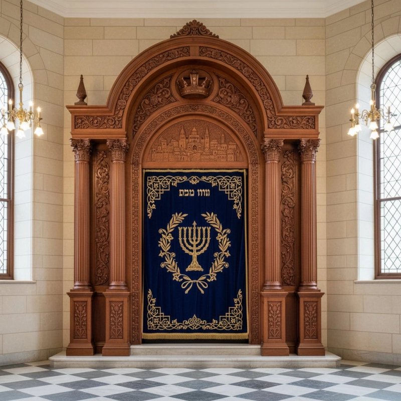 Exquisite Hand-Carved Wooden Aron Kodesh for Synagogues Premium Quality Synagogue Furniture by Leading Manufacturer Exquisite Hand-Carved Wooden Aron Kodesh for Synagogues Premium Quality Synagogue Furniture by Leading Manufacturer