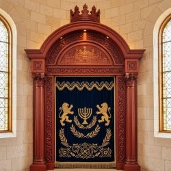 Artisanal Aron Kodesh: Ornate Hardwood Holy Ark for Synagogue, Premium Handcrafted Sanctuary Furniture by Leading Manufacturer