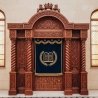 Masterfully Hand-Carved Synagogue Aron Kodesh - Traditional Dark Wood Holy Ark Furniture