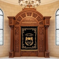 Premium Hand-Carved Solid Wood Aron Kodesh Synagogue Ark by Leading Manufacturer, Exquisite Craftsmanship for Sacred Spaces