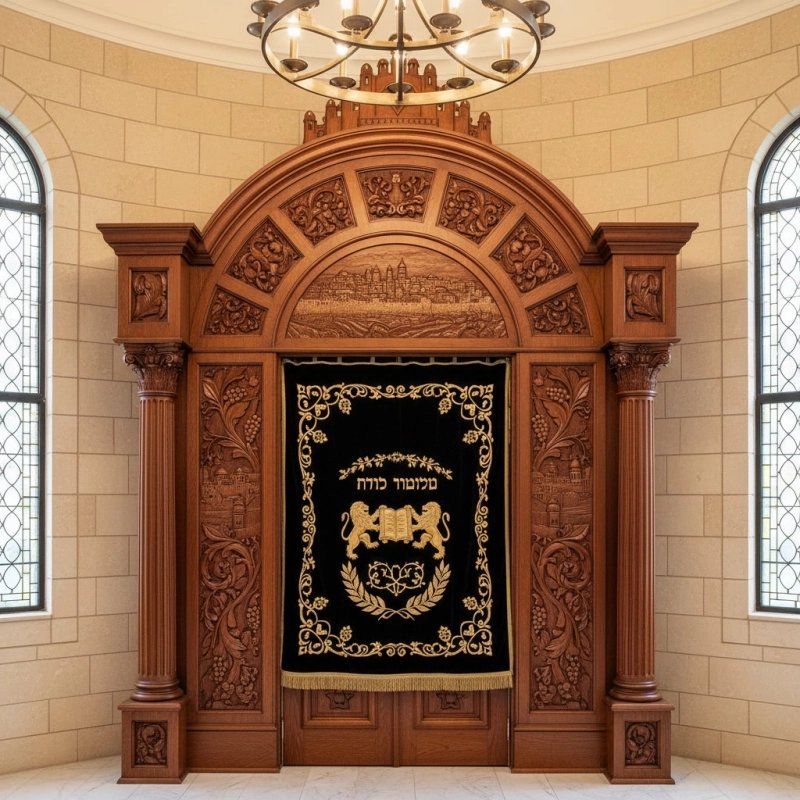 Premium Hand-Carved Solid Wood Aron Kodesh Synagogue Ark by Leading Manufacturer, Exquisite Craftsmanship for Sacred Spaces Premium Hand-Carved Solid Wood Aron Kodesh Synagogue Ark by Leading Manufacturer, Exquisite Craftsmanship for Sacred Spaces