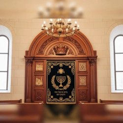 ArtisanCraft Hand-Carved Aron Kodesh Holy Ark Premium Solid Wood Synagogue Furniture for Torah Scrolls Exquisite Ornate Design