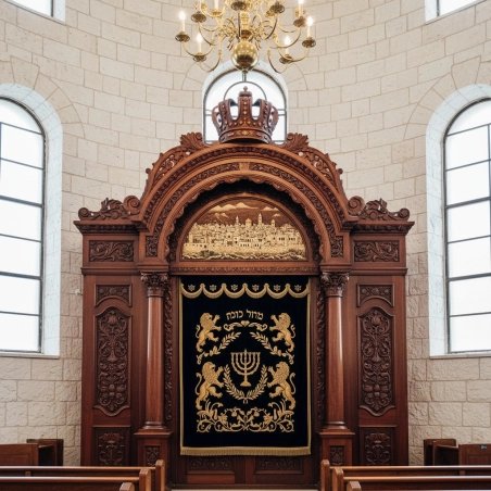 Premium Artisanal Hand-Carved Aron Kodesh Torah Ark Leading Synagogue Furniture Manufacturer Exquisite Wood Craftsmanship