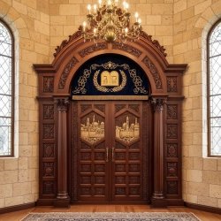 Exquisite Carved Wooden Aron Kodesh for Synagogue - Premium Quality Sanctuary Furniture by [Manufacturer Name]