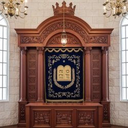 Premium Hand-Carved Aron Kodesh Synagogue Furniture Ornate Wooden Holy Ark by Expert Manufacturer