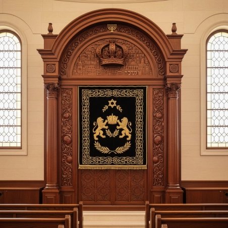 Exquisite Hand-Carved Aron Kodesh, Premium Wood Torah Ark for Synagogues, Manufacturer Quality