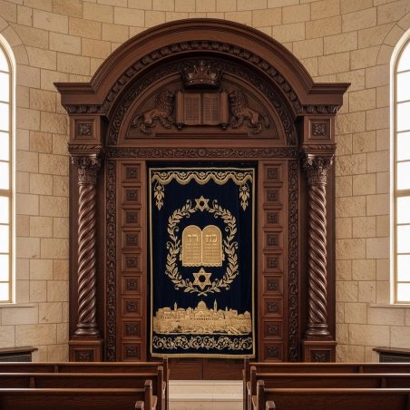 Exquisite Hand-Carved Hardwood Aron Kodesh - Premium Synagogue Furniture by Expert Manufacturers