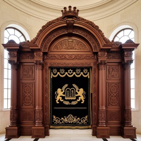 Exquisite Hand-Carved Hardwood Aron Kodesh - Premium Synagogue Holy Ark Furniture by Trusted Manufacturer