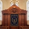 Masterfully Crafted Aron Kodesh Premium Hardwood Synagogue Holy Ark Ornate Shul Furniture with Exquisite Velvet Parochet