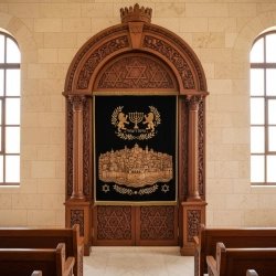 Luxury Synagogue Aron Kodesh Holy Ark - Ornate Hand-Carved Wood, Supplier-Direct Quality Religious Furniture