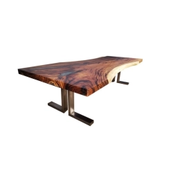 Mulyoharjo Furniture Monkey Pod Wood Slab Dining Table 1494