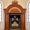 Premium Hand-Carved Solid Wood Aron Kodesh with Velvet Parochet, Artisan Synagogue Furniture by Leading Manufacturer