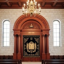 Premium Handcrafted Aron Kodesh Torah Ark, Superior Woodwork by Expert Furniture Manufacturer, Ornate Synagogue Design