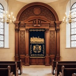 Exquisite Hand-Carved Aron Kodesh by Premier Furniture Manufacturer, Traditional Solid Wood Synagogue Ark, Supreme Craftsmanship