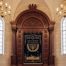 Luxury Aron Kodesh Synagogue Holy Ark - Handcrafted Wood & Velvet, Premium Jewish Religious Furniture Supplier
