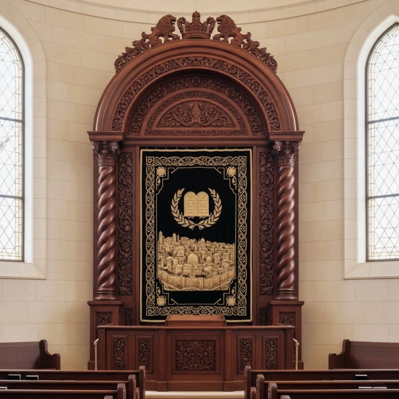 Exquisite Handcrafted Aron Kodesh Torah Ark - Premium Solid Wood Synagogue Furniture, Masterfully Produced for Enduring Legacy Exquisite Handcrafted Aron Kodesh Torah Ark - Premium Solid Wood Synagogue Furniture, Masterfully Produced for Enduring Legacy