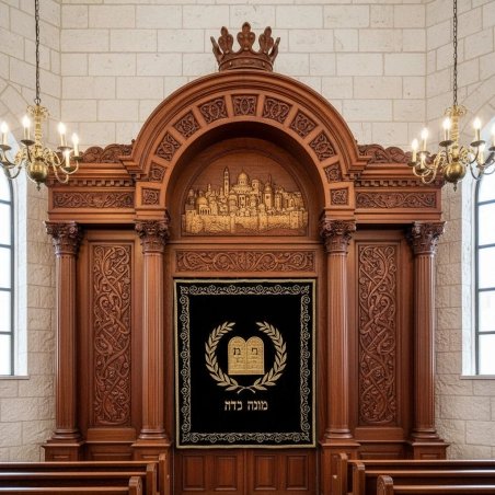 Aron Kodesh: Handcrafted Ornate Wood Synagogue Ark Premium Quality Sacred Furniture by Expert Manufacturer