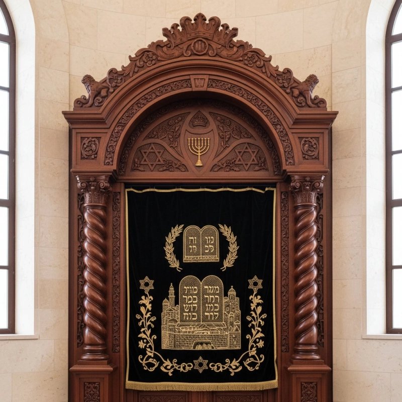 Handcrafted Wooden Aron Kodesh - Ornate Synagogue Ark Furniture by Leading Manufacturer - Premium Artisanal Quality Handcrafted Wooden Aron Kodesh - Ornate Synagogue Ark Furniture by Leading Manufacturer - Premium Artisanal Quality