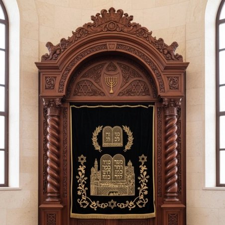 Handcrafted Wooden Aron Kodesh - Ornate Synagogue Ark Furniture by Leading Manufacturer - Premium Artisanal Quality