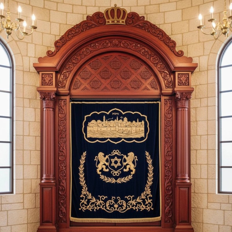 Premium Handcrafted Solid Wood Aron Kodesh, Traditional Synagogue Torah Ark by Leading Furniture Manufacturer Premium Handcrafted Solid Wood Aron Kodesh, Traditional Synagogue Torah Ark by Leading Furniture Manufacturer