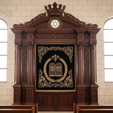 Exquisite Hand-Carved Wooden Aron Kodesh - Premium Synagogue Sanctuary Furniture by Expert Manufacturers
