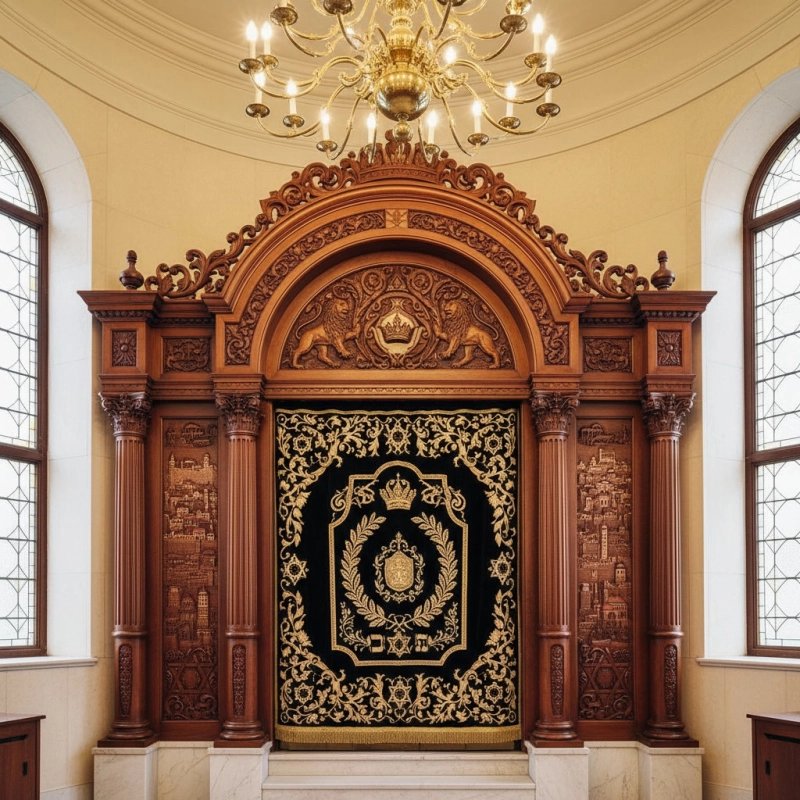Exquisite Hand-Carved Wooden Aron Kodesh Premium Synagogue Holy Ark Furniture Manufacturer Superior Craftsmanship Exquisite Hand-Carved Wooden Aron Kodesh Premium Synagogue Holy Ark Furniture Manufacturer Superior Craftsmanship