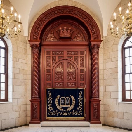 Premium Quality Hand-Carved Wooden Aron Kodesh Synagogue Furniture Supplier Traditional Holy Ark Cabinet