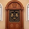 Premium Handcrafted Aron Kodesh Holy Ark Solid Wood Synagogue Furniture Gold Embroidered Parochet Artisanal Quality