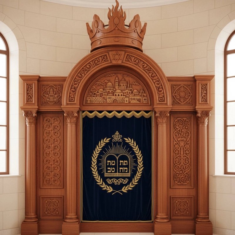 Exquisite Hand-Carved Aron Kodesh Premium Synagogue Holy Ark Furniture by Expert Manufacturer Exquisite Hand-Carved Aron Kodesh Premium Synagogue Holy Ark Furniture by Expert Manufacturer