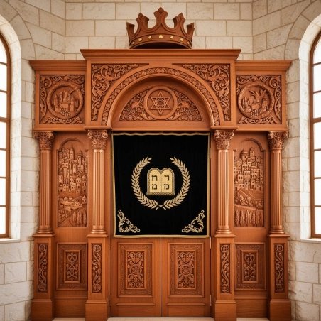 Exquisite Hand-Carved Wooden Aron Kodesh Synagogue Sanctuary Furniture, Premium Manufacturer Quality Aron Hakodesh