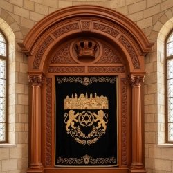 Exquisite Carved Wooden Aron Kodesh - ArtisanCraft Premium Synagogue Ark - Handcrafted Holy Ark Furniture Manufacturer