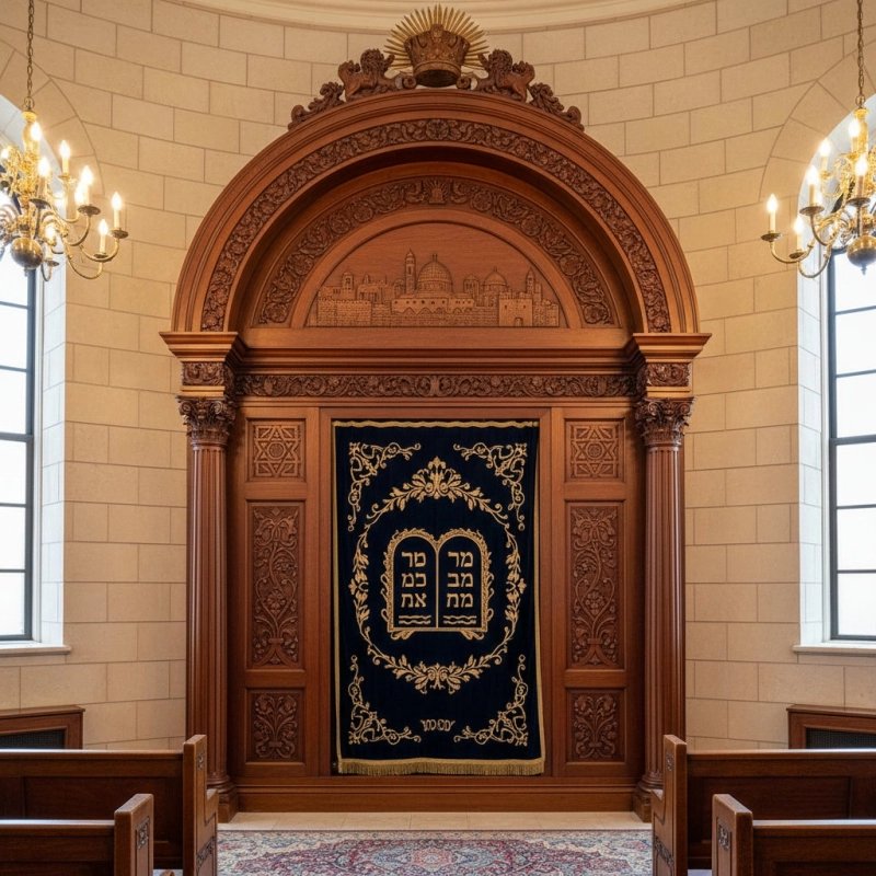 Masterfully Crafted Solid Wood Aron Kodesh: Exquisite Synagogue Ark, Premium Religious Sanctuary Furniture Masterfully Crafted Solid Wood Aron Kodesh: Exquisite Synagogue Ark, Premium Religious Sanctuary Furniture