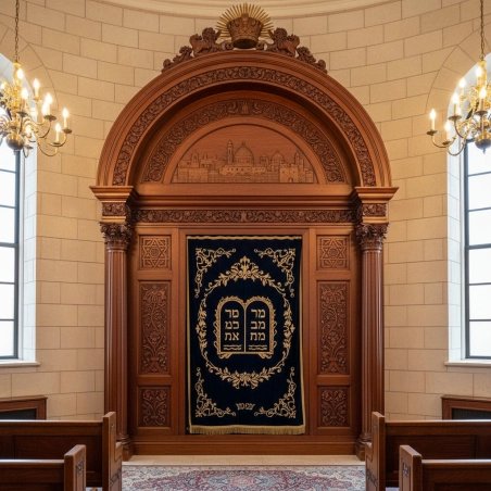 Masterfully Crafted Solid Wood Aron Kodesh: Exquisite Synagogue Ark, Premium Religious Sanctuary Furniture