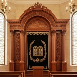 Masterfully Carved Aron Kodesh - Synagogue Holy Ark by Premium Furniture Manufacturer Exquisite Craftsmanship for Sacred Spaces