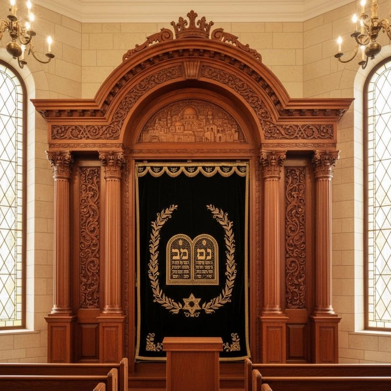 Masterfully Carved Aron Kodesh - Synagogue Holy Ark by Premium Furniture Manufacturer Exquisite Craftsmanship for Sacred Spaces Masterfully Carved Aron Kodesh - Synagogue Holy Ark by Premium Furniture Manufacturer Exquisite Craftsmanship for Sacred Spaces
