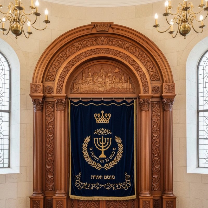 Exquisite Hand-Carved Wooden Aron Kodesh Premium Synagogue Holy Ark Furniture Manufacturer Bespoke Sanctuary Craftsmanship Exquisite Hand-Carved Wooden Aron Kodesh Premium Synagogue Holy Ark Furniture Manufacturer Bespoke Sanctuary Craftsmanship
