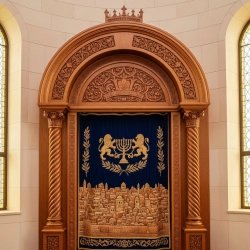 Artisan Woodcraft Synagogue Aron Kodesh - Premium Hand-Carved Holy Ark, Traditional Jewish Sanctuary Furniture Supplier