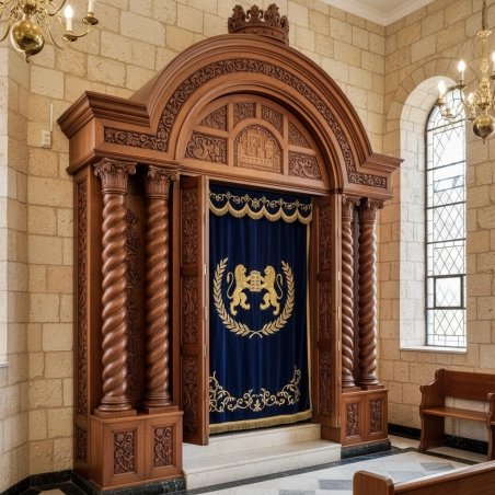 Luxurious Hand-Carved Aron Kodesh Ornate Wood Synagogue Holy Ark Premium Sanctuary Furniture by Expert Artisans